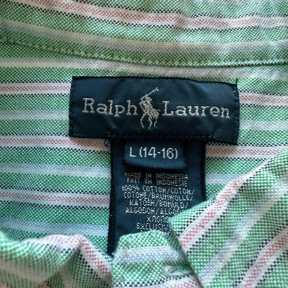Ralph Lauren Boy’s Green Striped Button-Down Shirt